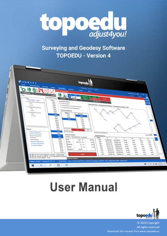 User manual for the Topoedu surveying and geodesy software
