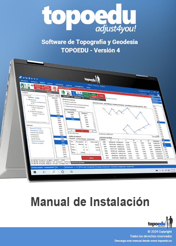 Portada del Manual de Instalación de Topoedu, pasos para la correcta instalación del software de topografía y geodesia.