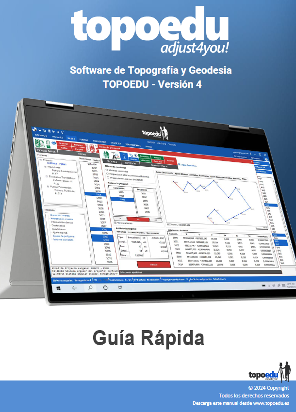 Portada de la Guía Rápida de Topoedu, introducción rápida al software de topografía y geodesia.
